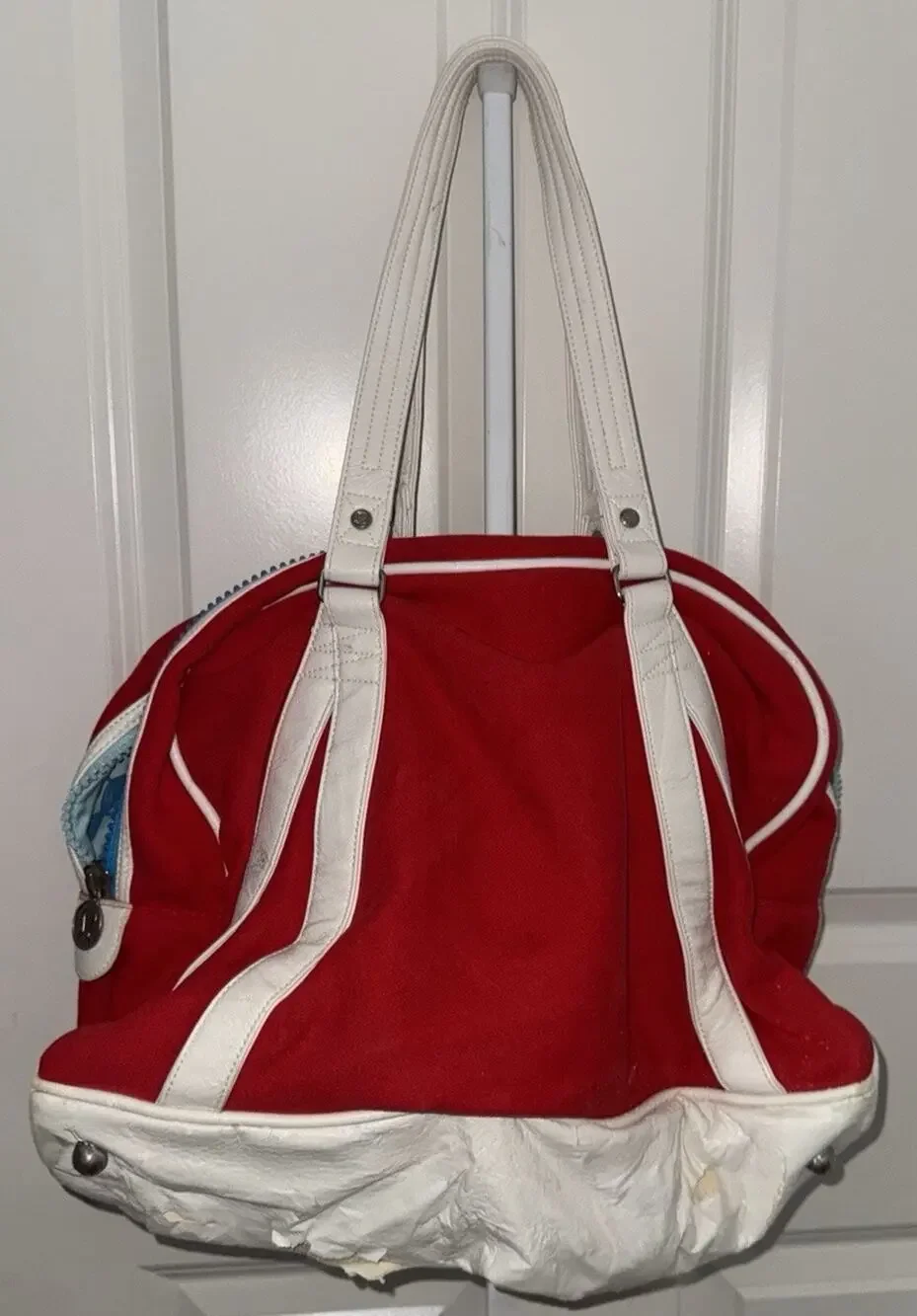 Rare Lululemon Red White Canvas Gym Duffel Tote Bag Floral Lining Project